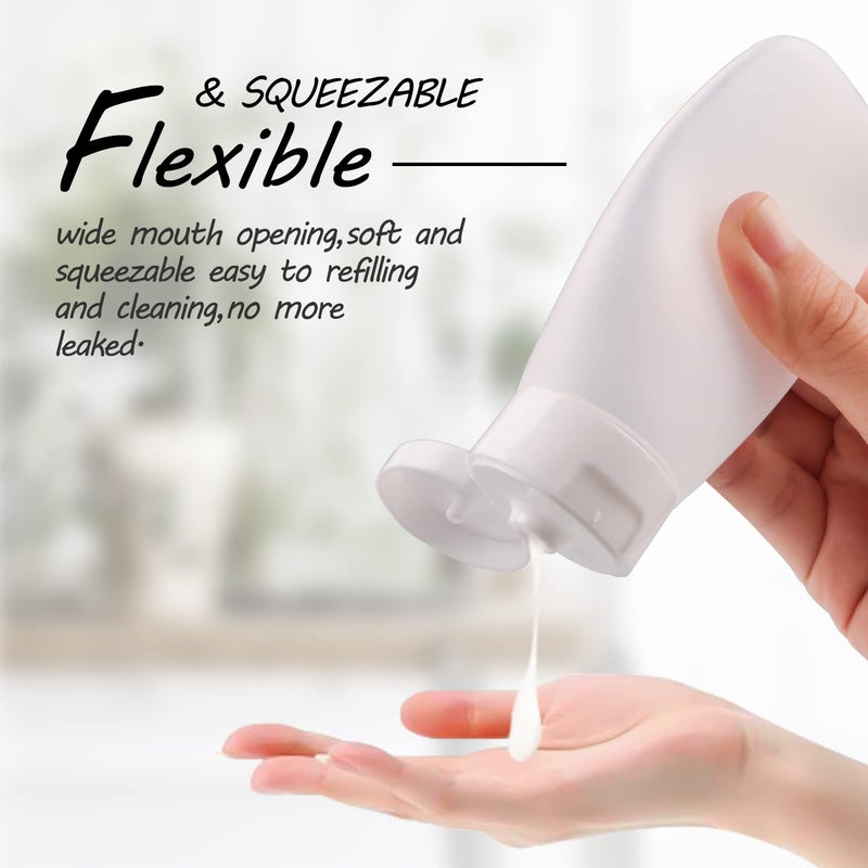 Cositina 10 Pack 60ml/2oz Plastic Squeeze Tubes Travel Bottles Refillable Translucent Frosted Soft Cosmetic Container with Flip Cover for Facial Cleanser Shampoo Conditioner Lotion Toiletries - Image 5